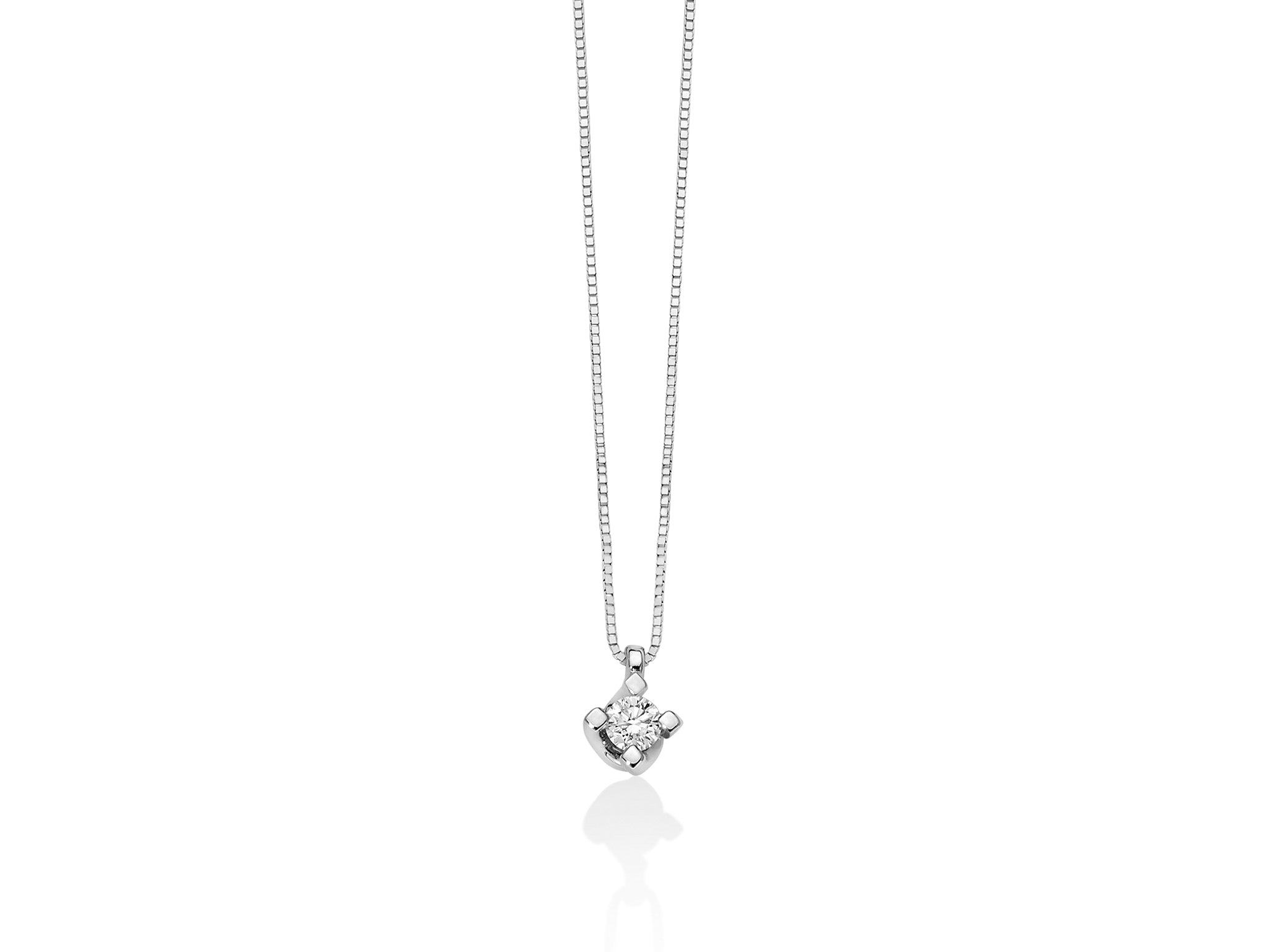 Miluna Collana Punto Luce In Oro Bianco 18 Kt Con Diamante Naturale ct 0,05 G SI