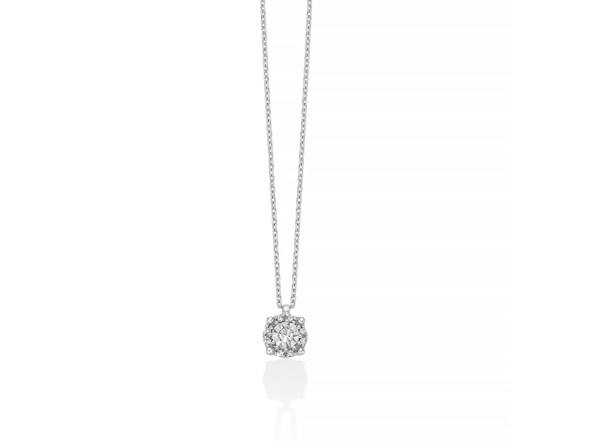 Miluna Collana In Oro Bianco 750/1000  E Diamanti Naturali