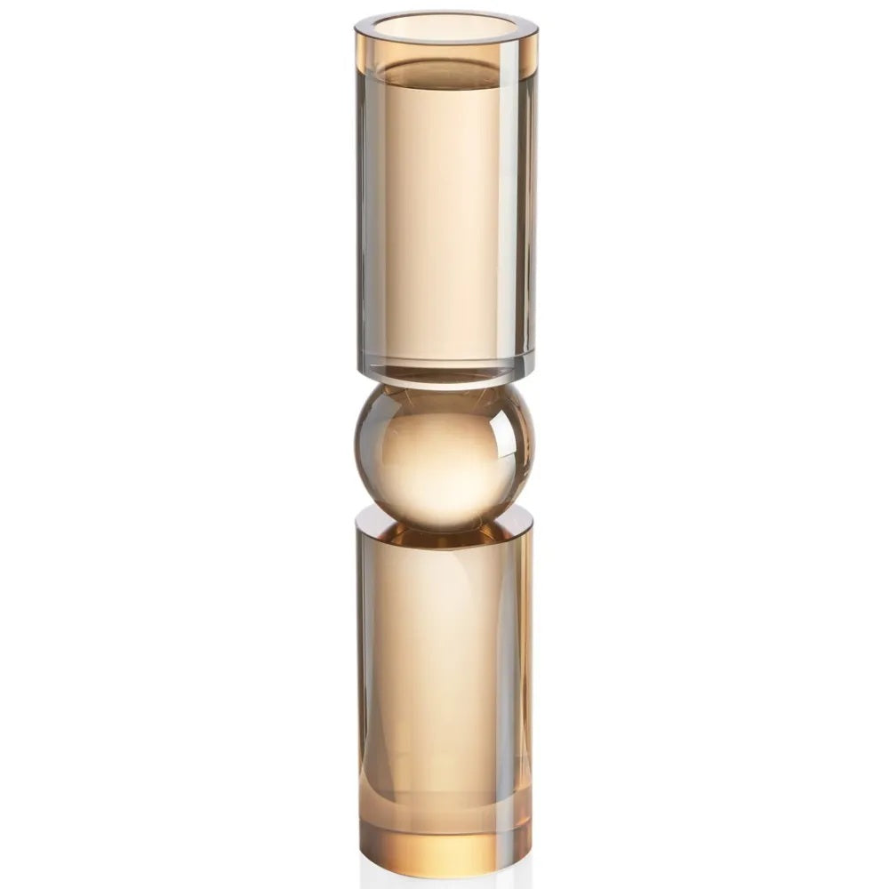 Ottaviani Porta Candela In Cristallo Ambra H37,5 Cm.