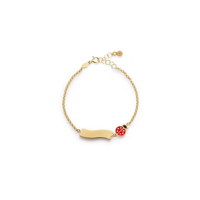 Le Bebe Bracciale Fortuna In Oro 9 Kt Con Coccinella Smaltata E Targhetta