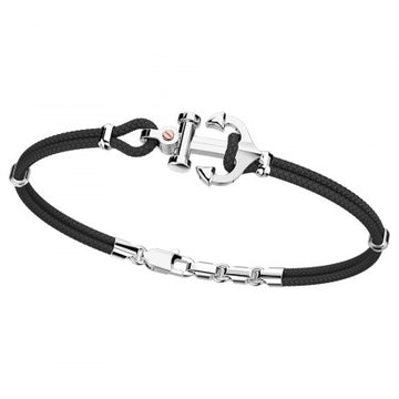 Zancan Bracciale Con Ancora In Argento E Cordone In Kevlar Nero