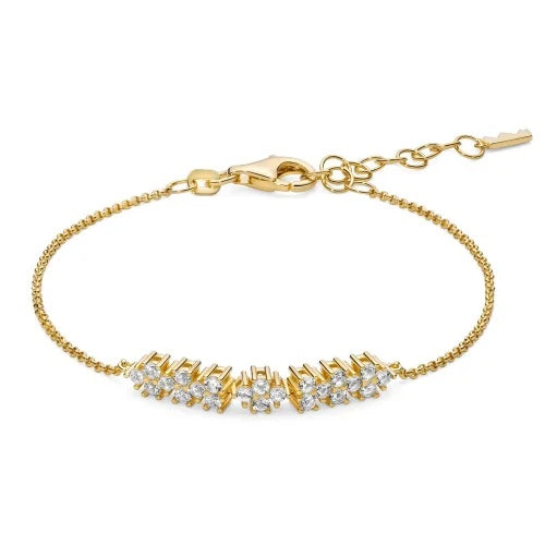 Miluna Collezione Unica Neve Bracciale In Argento 925/1000 PVD Oro E Topazi Bianchi