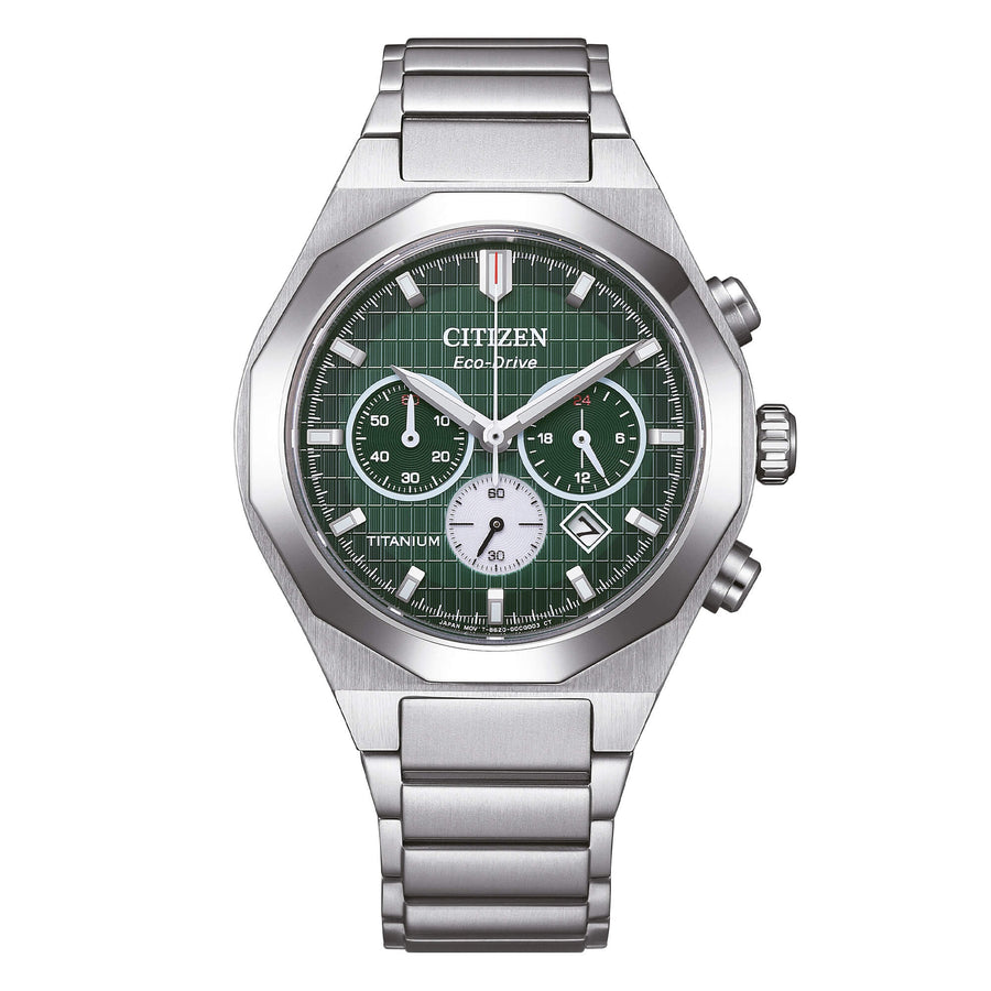 Citizen Orologio Zenshin Senkei Crono Super Titanio Quadrante Verde