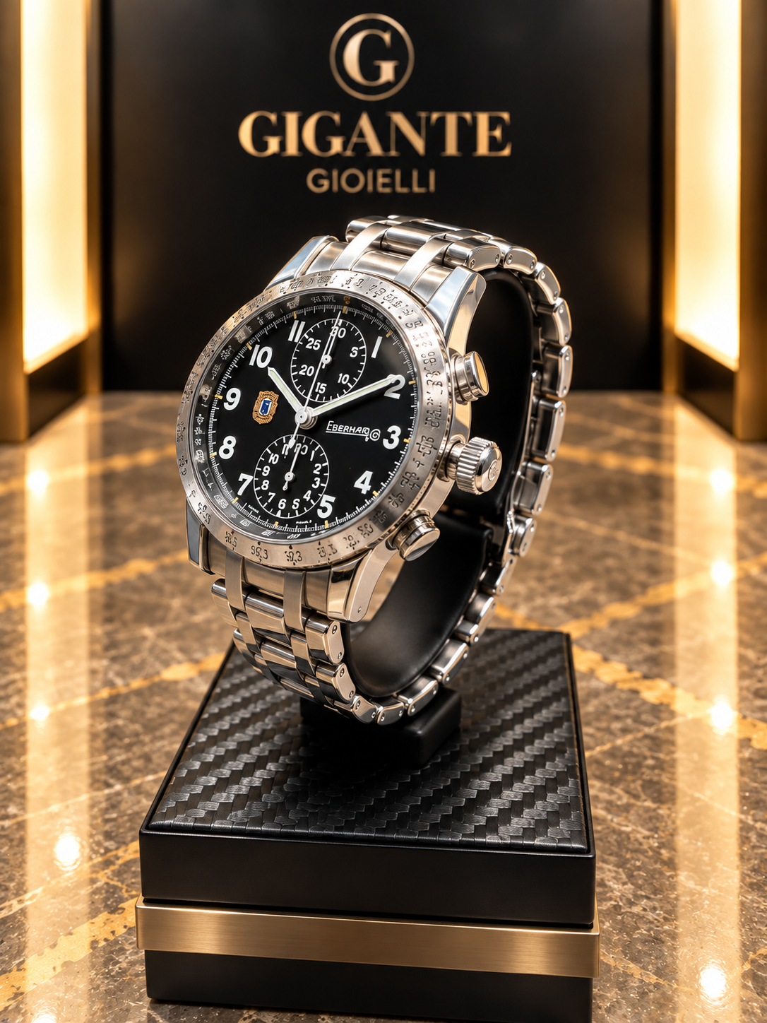 Eberhard Chrono Tazio Nuvolari cassa e cinturino acciaio ref. 31030