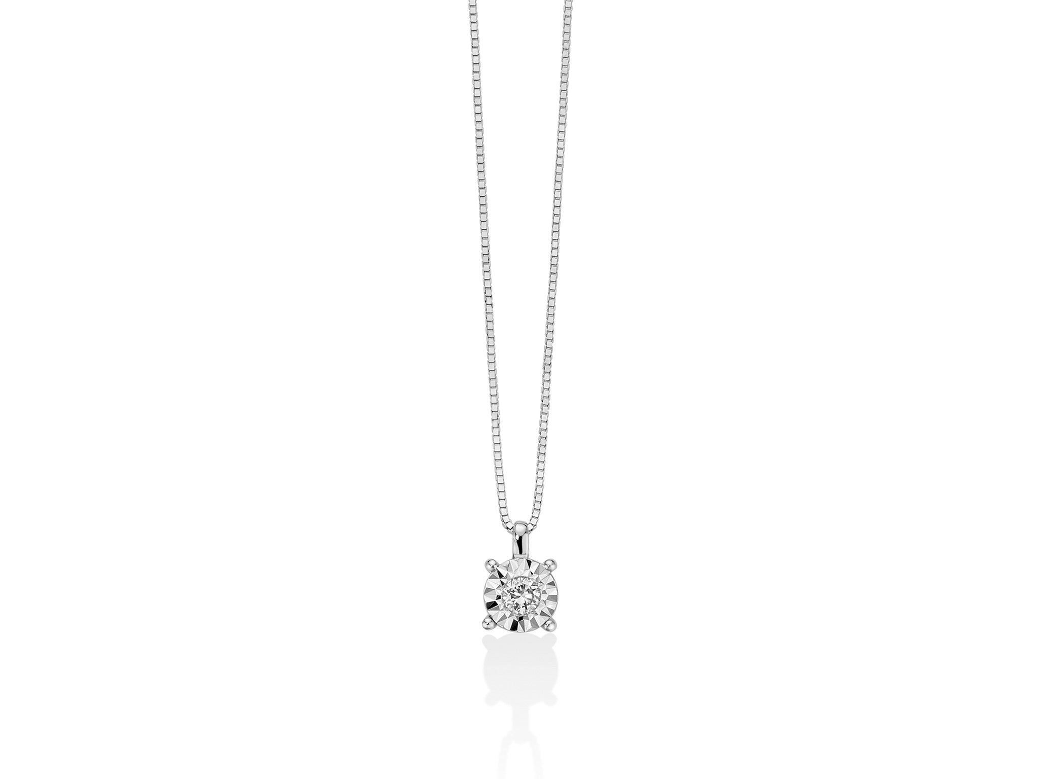 Miluna Collana Punto Luce In Oro Bianco 750/1000  E Diamante Naturale