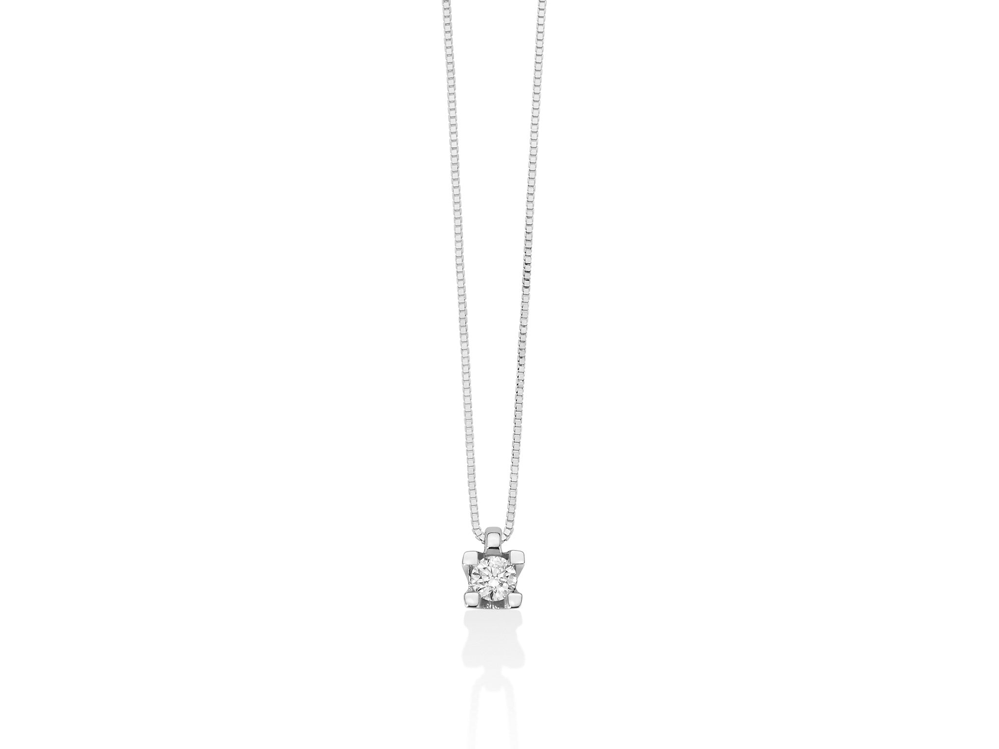 Miluna Collana Punto Luce In Oro Bianco 750/1000 Con Diamante Naturale