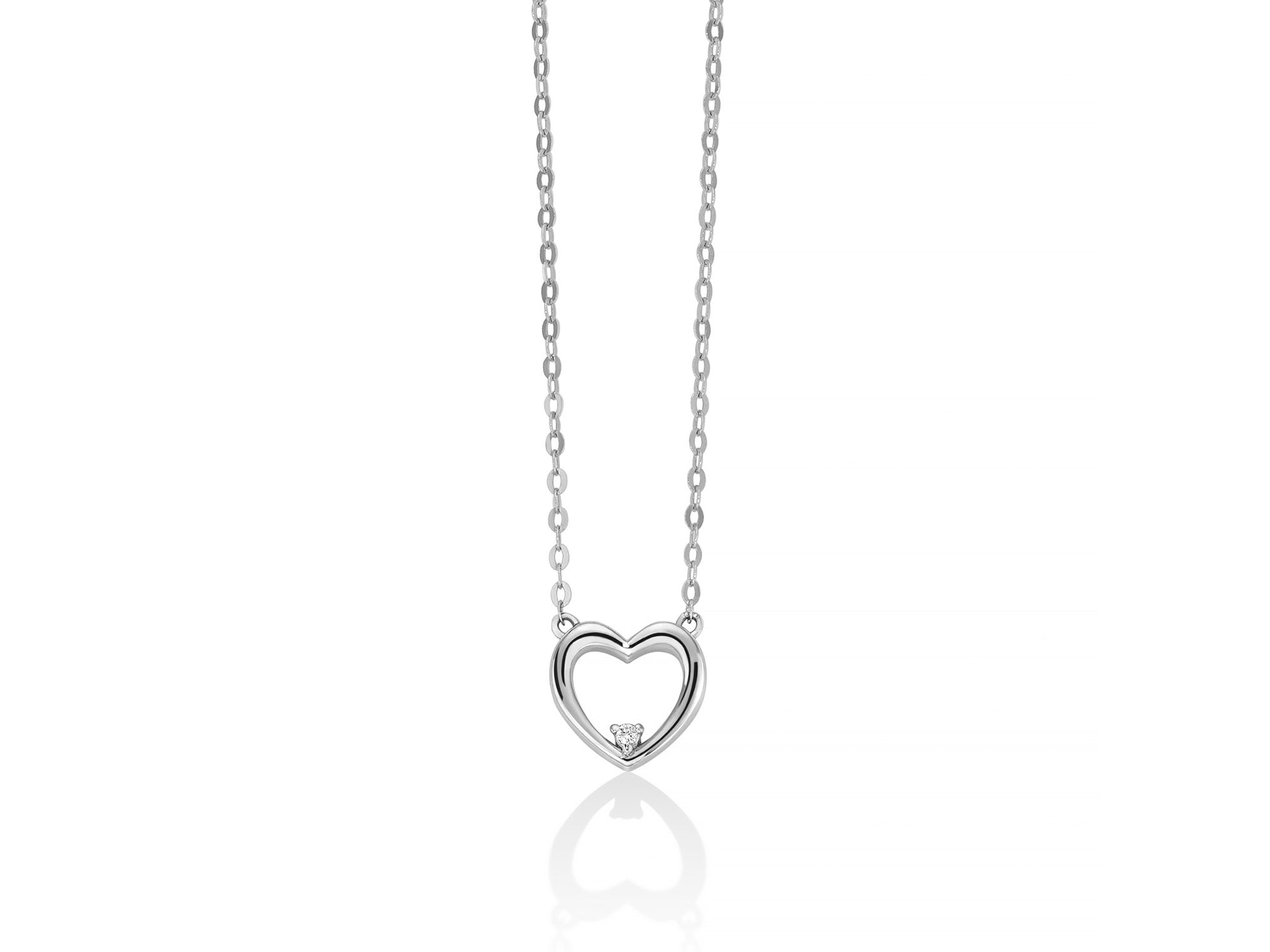 Miluna Collana In Oro Bianco 750/1000 E Cuore Con Diamante Naturale