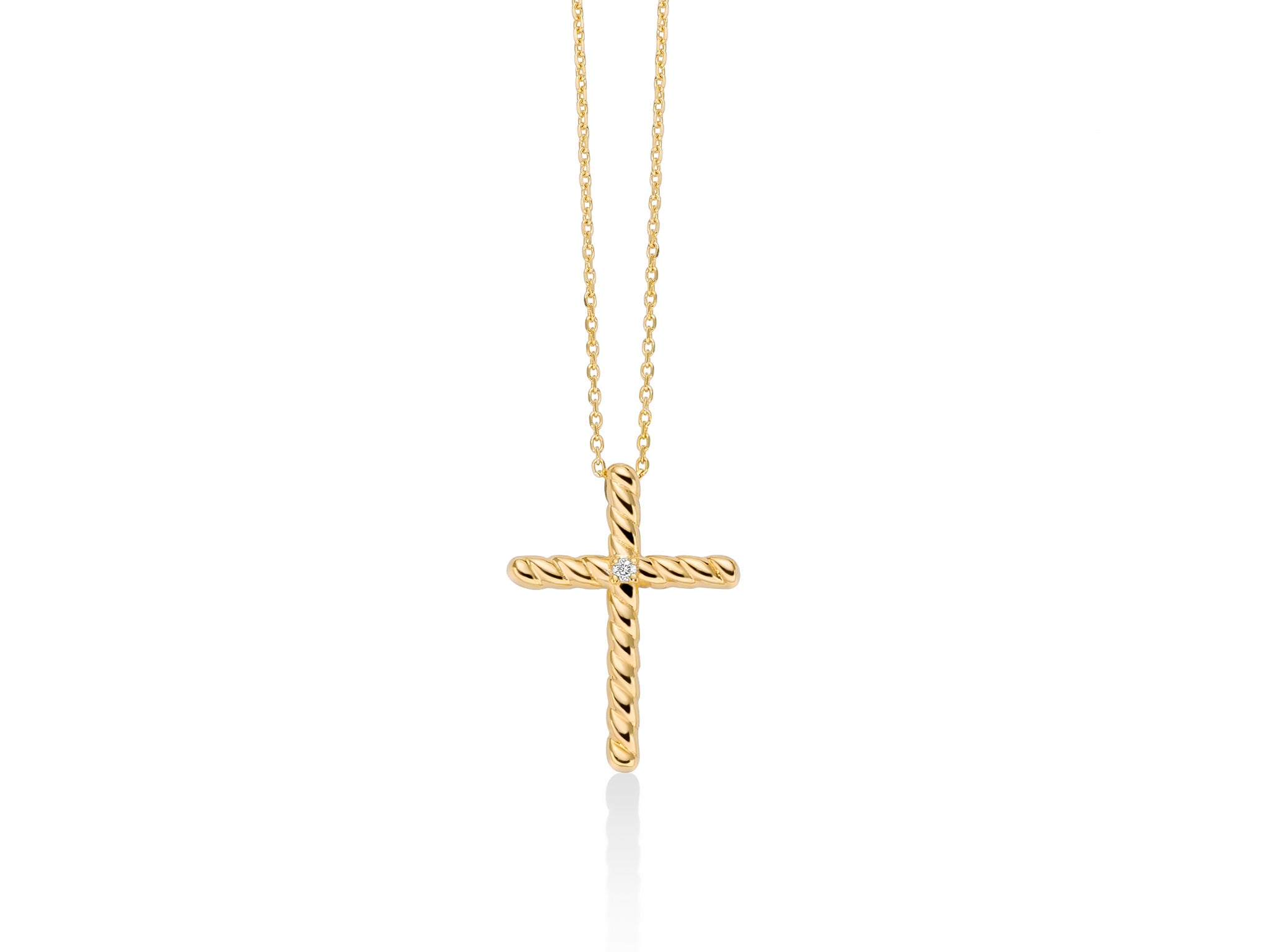 Miluna Collana In Oro Giallo 375/1000 E Croce Con Diamante Naturale