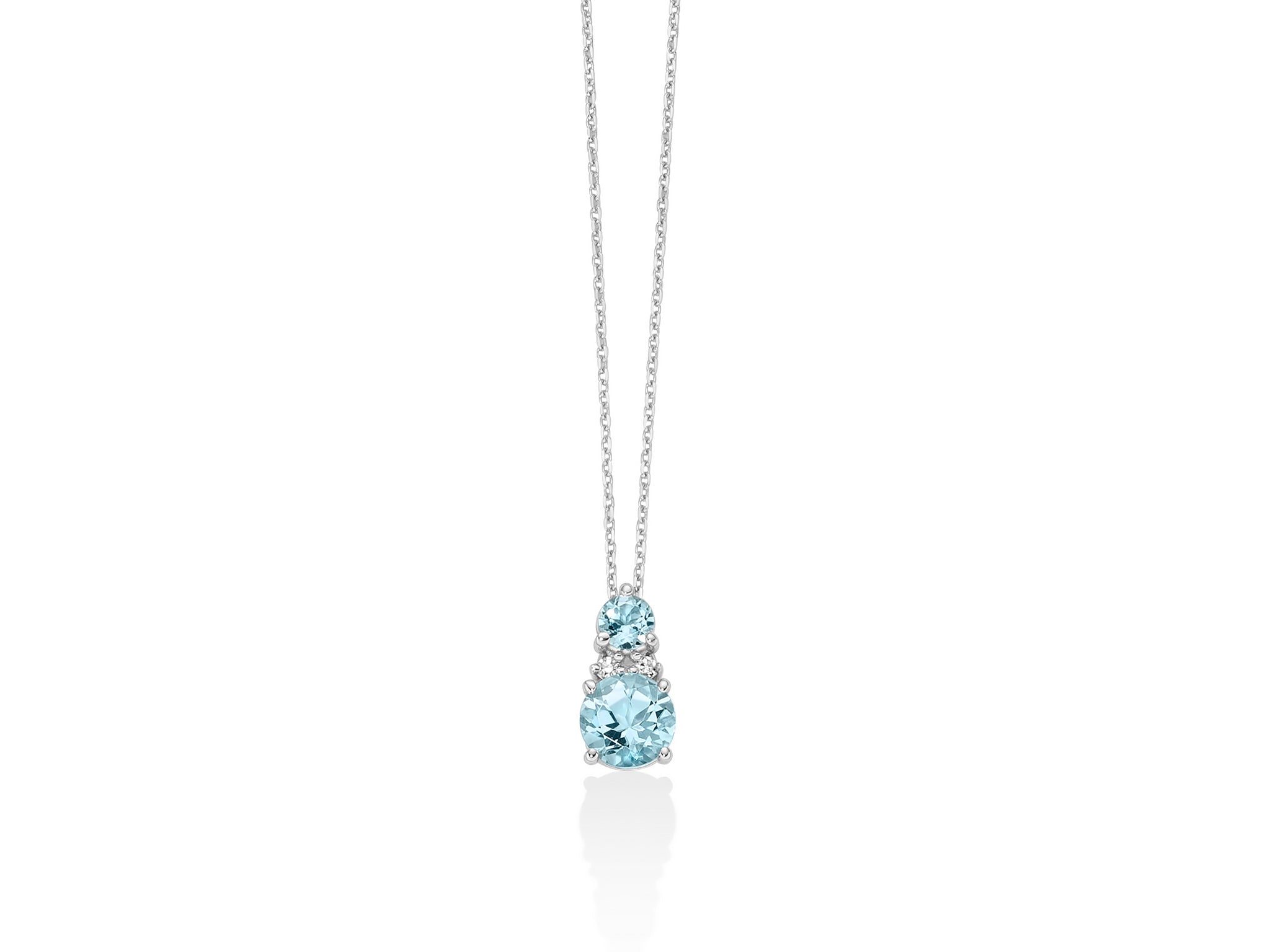 Miluna Collana In Oro Bianco 375/1000 Gemma Del Cielo E Diamante Naturale