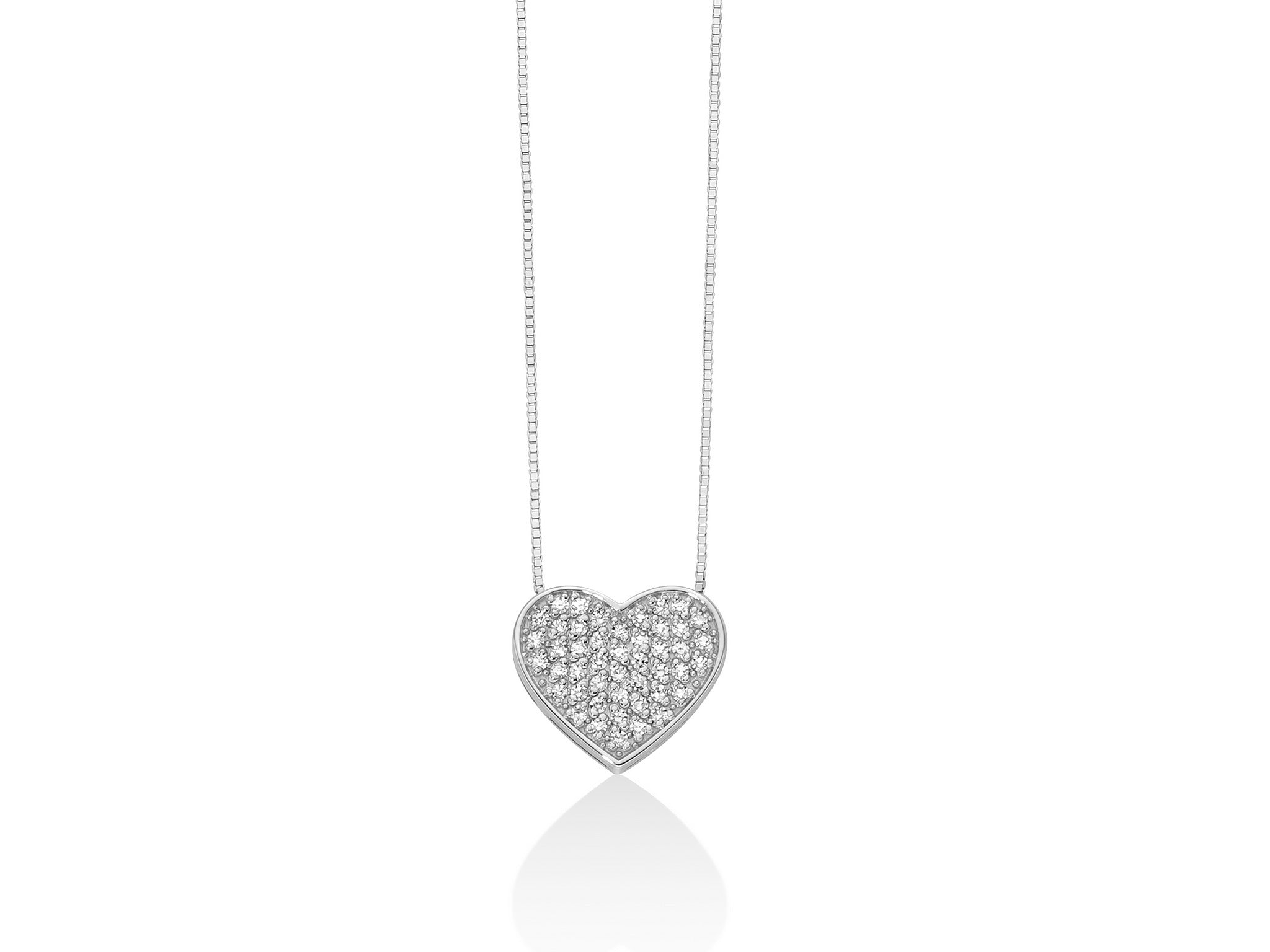 Miluna Collana In Oro Bianco 750/1000 E Cuore Con Diamanti Naturali