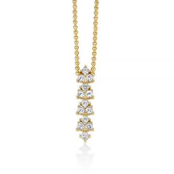 Miluna Collezione Unica Neve Collana In Argento 925/1000 PVD Oro E Topazi Bianchi