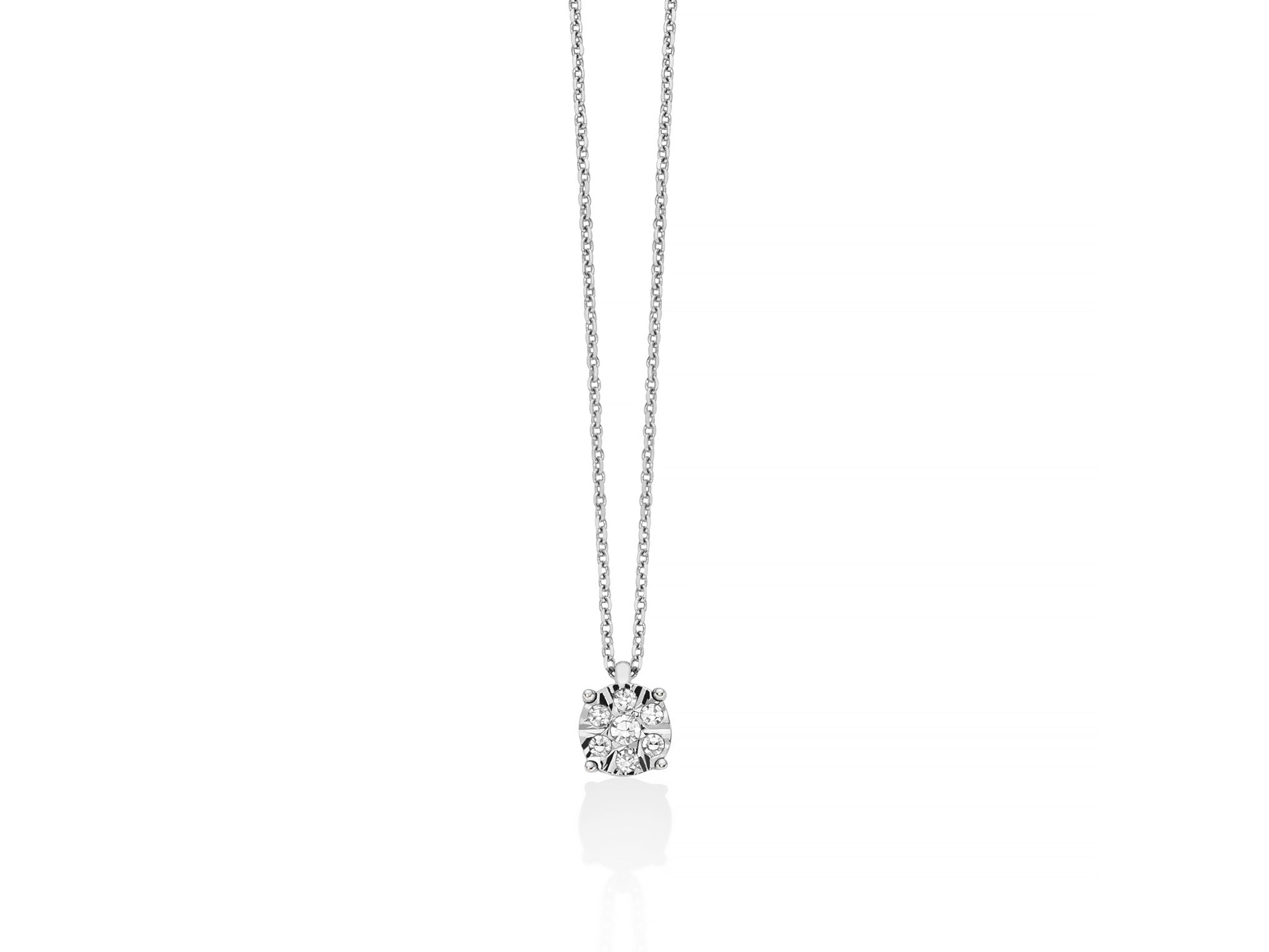 Miluna Collana Punto Luce In Oro Bianco 750/1000 Con Diamanti Naturali