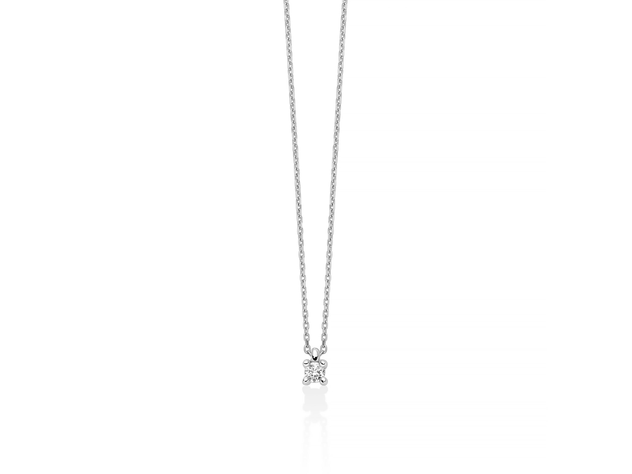 Miluna Collana Punto Luce In Oro Bianco 375/1000 Con Diamante Naturale Ct 0,04 G SI
