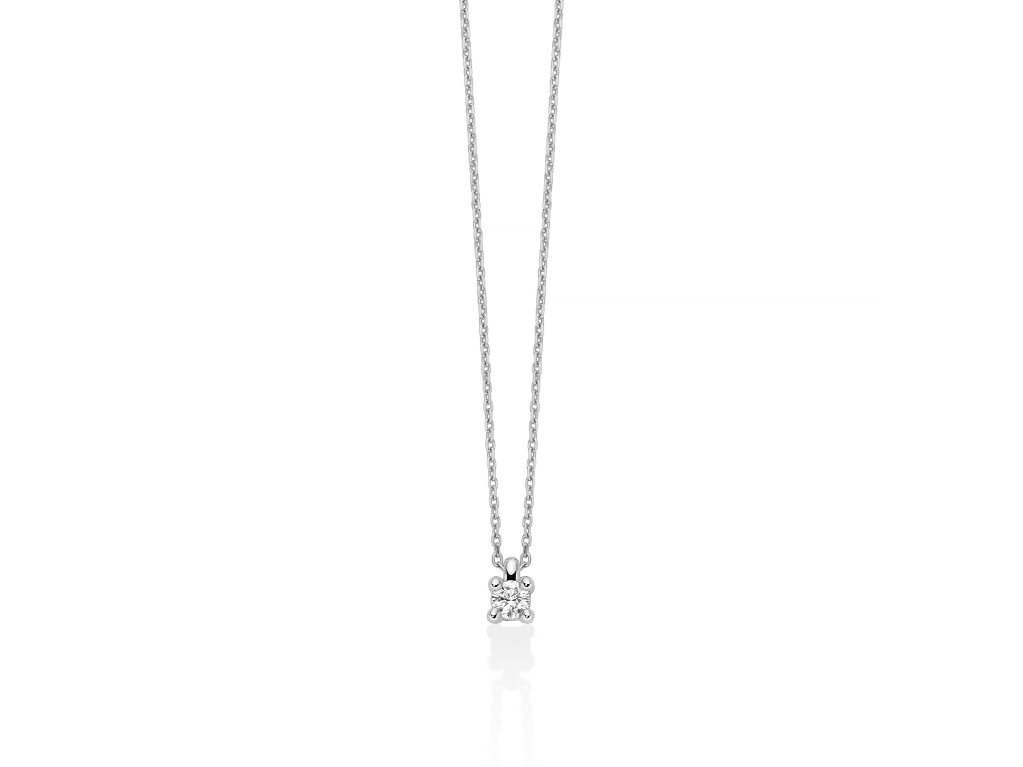 Miluna Collana Punto Luce In Oro Bianco 375/1000 Con Diamante Naturale Ct 0,06 G SI