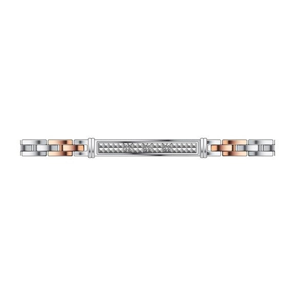 Zancan Bracciale Uomo In Acciaio E Zaffiri  Bianchi.