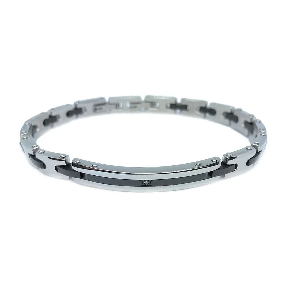Zancan Bracciale Uomo In Acciaio Bicolore Con Zircone