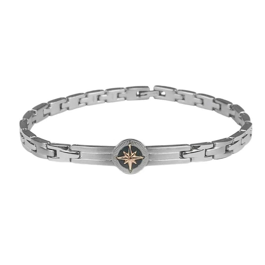Zancan Bracciale Acciaio Con Elemento Centrale  Rosa Dei Venti