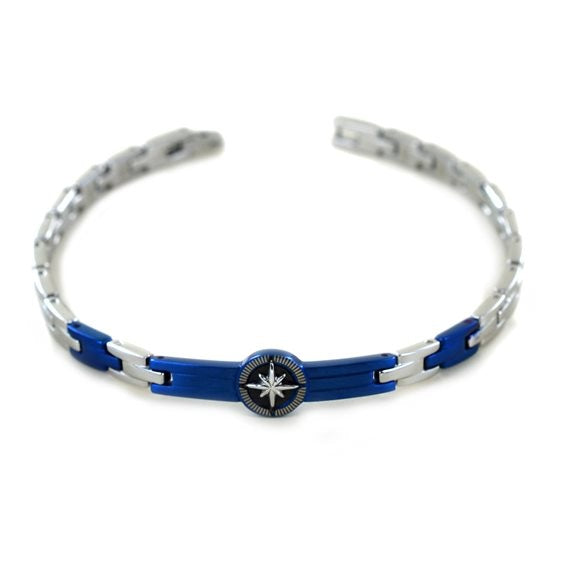 Zancan Bracciale Uomo In Acciaio E Pvd Blu Collezione Hi Teck