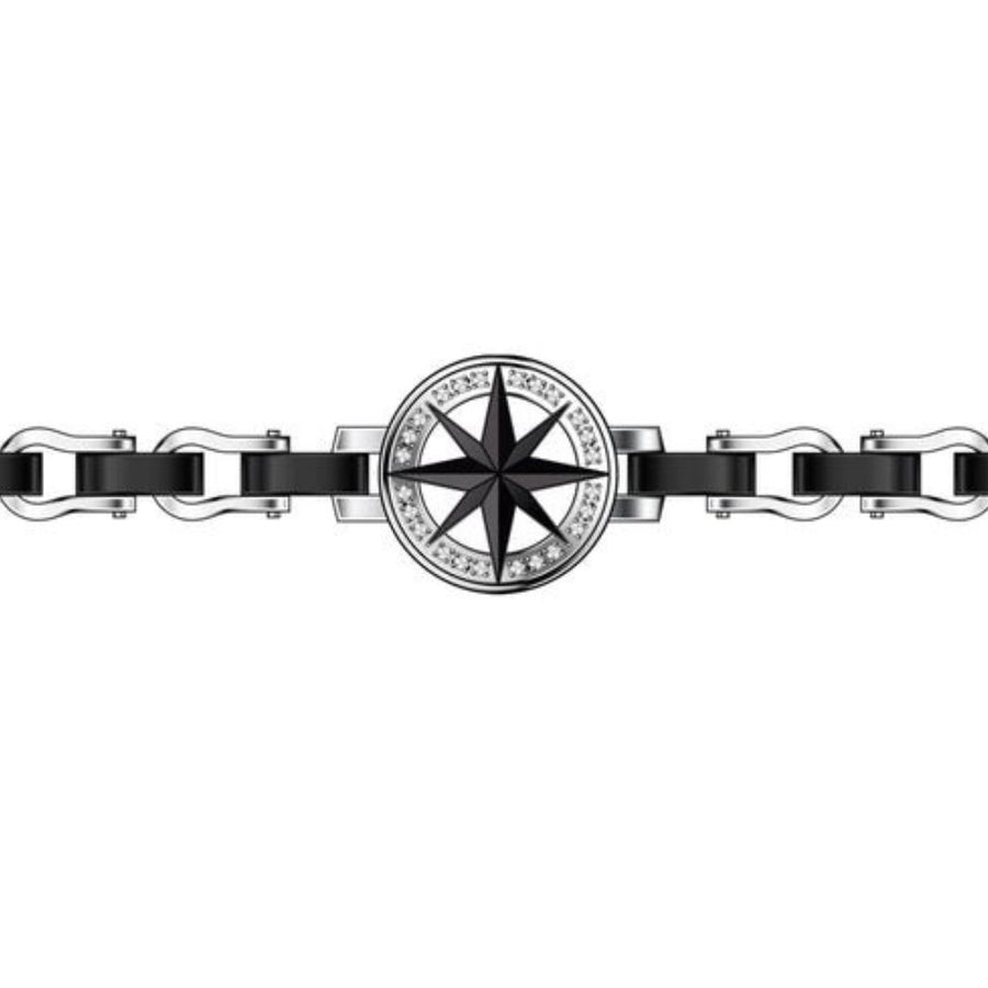Zancan Bracciale Acciaio E PVD Con Inserto Rosa Dei Venti