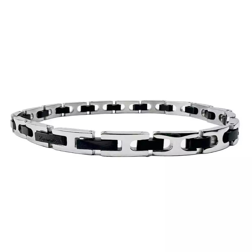 Zancan Bracciale In Acciaio Bicolore Con Pvd Nero