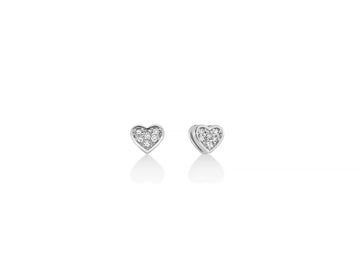 Miluna Orecchini In Oro Bianco 750/1000 E Cuore Con Diamanti Naturali