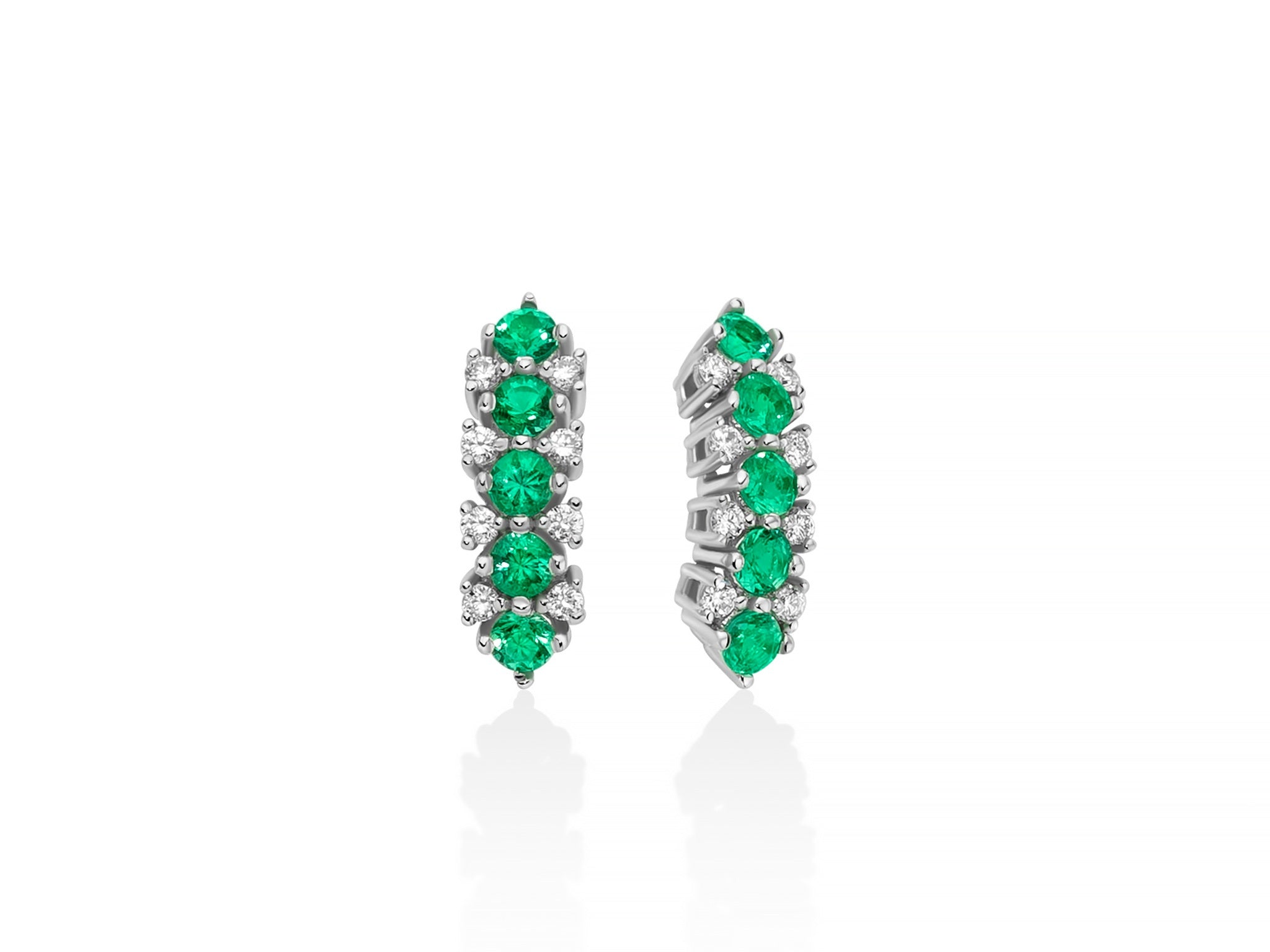 Miluna Orecchini In Oro Bianco 750/1000 Con Diamanti Naturali E Smeraldi