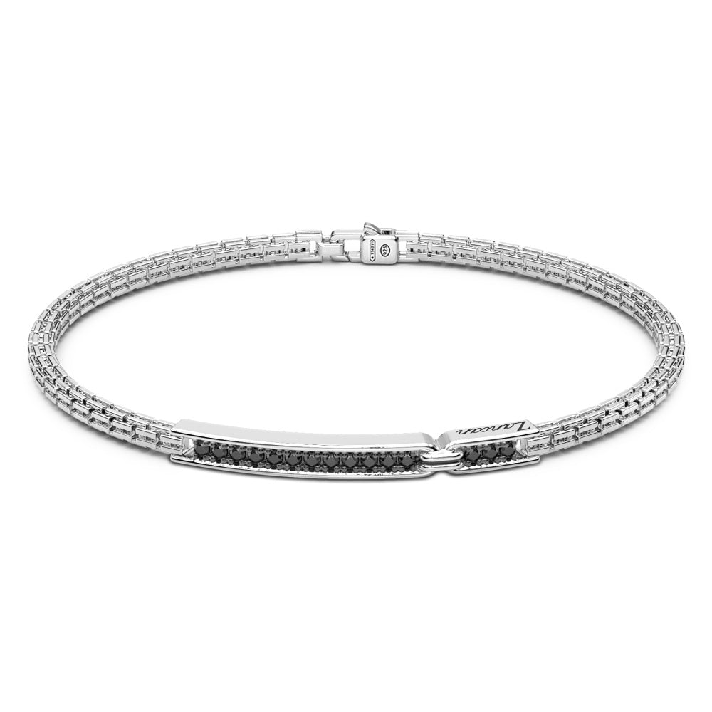 Zancan Bracciale In Argento Con Piastra Centrale E Spinelli