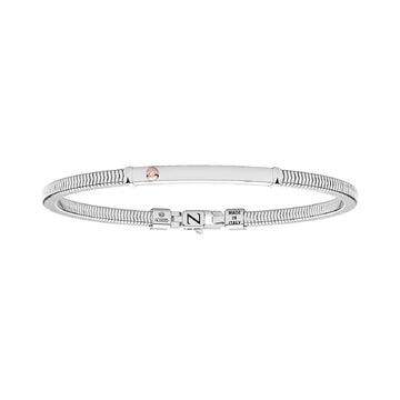 Zancan Bracciale In Argento Con Targa In Oro Rosa E Zircone