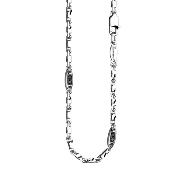 Zancan Collana Uomo In Argento Con Spinelli Neri