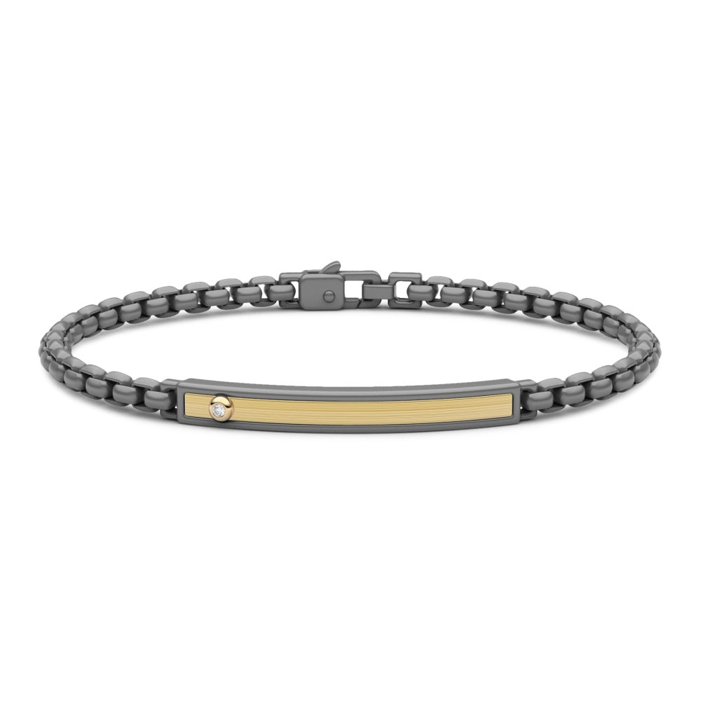 Zancan Bracciale Iin Titanio E Oro 18Kt Con Diamante