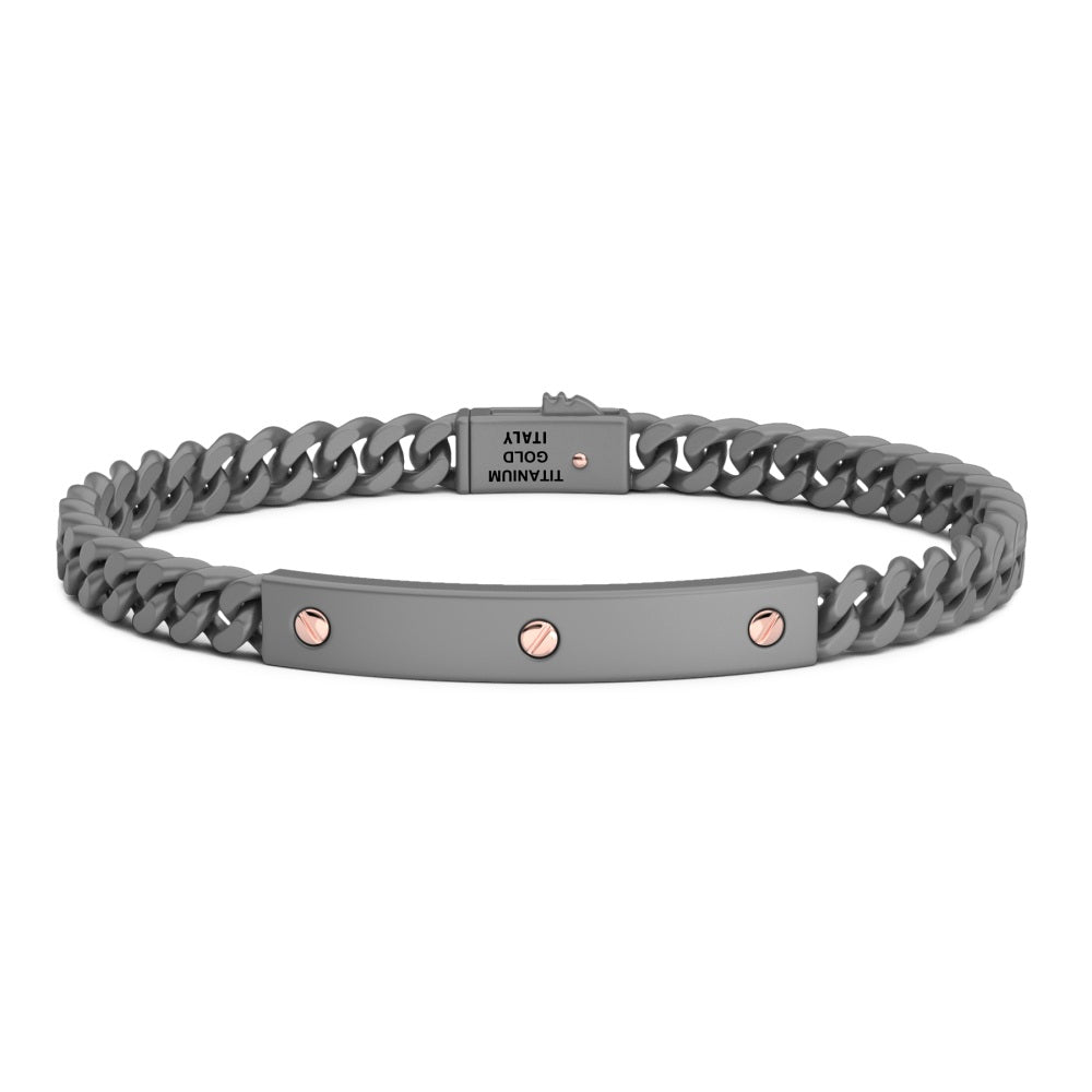 Zancan Bracciale In Titanio E Oro 18Kt
