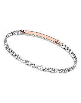 Zancan Bracciale Uomo In Argento Con  Inserto In Oro Rosa