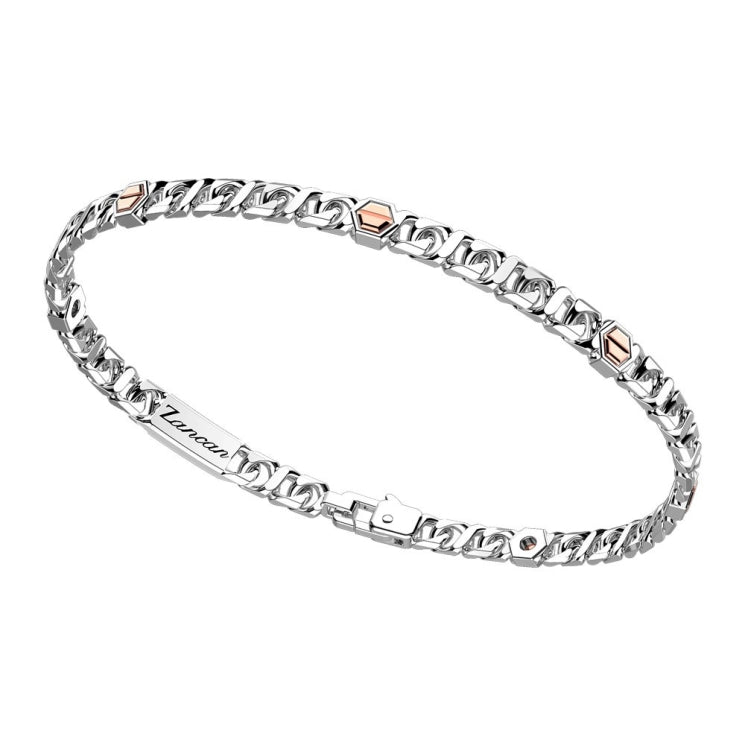 Zancan Bracciale Uomo Iin Argento Con Viti In Oro Rosa