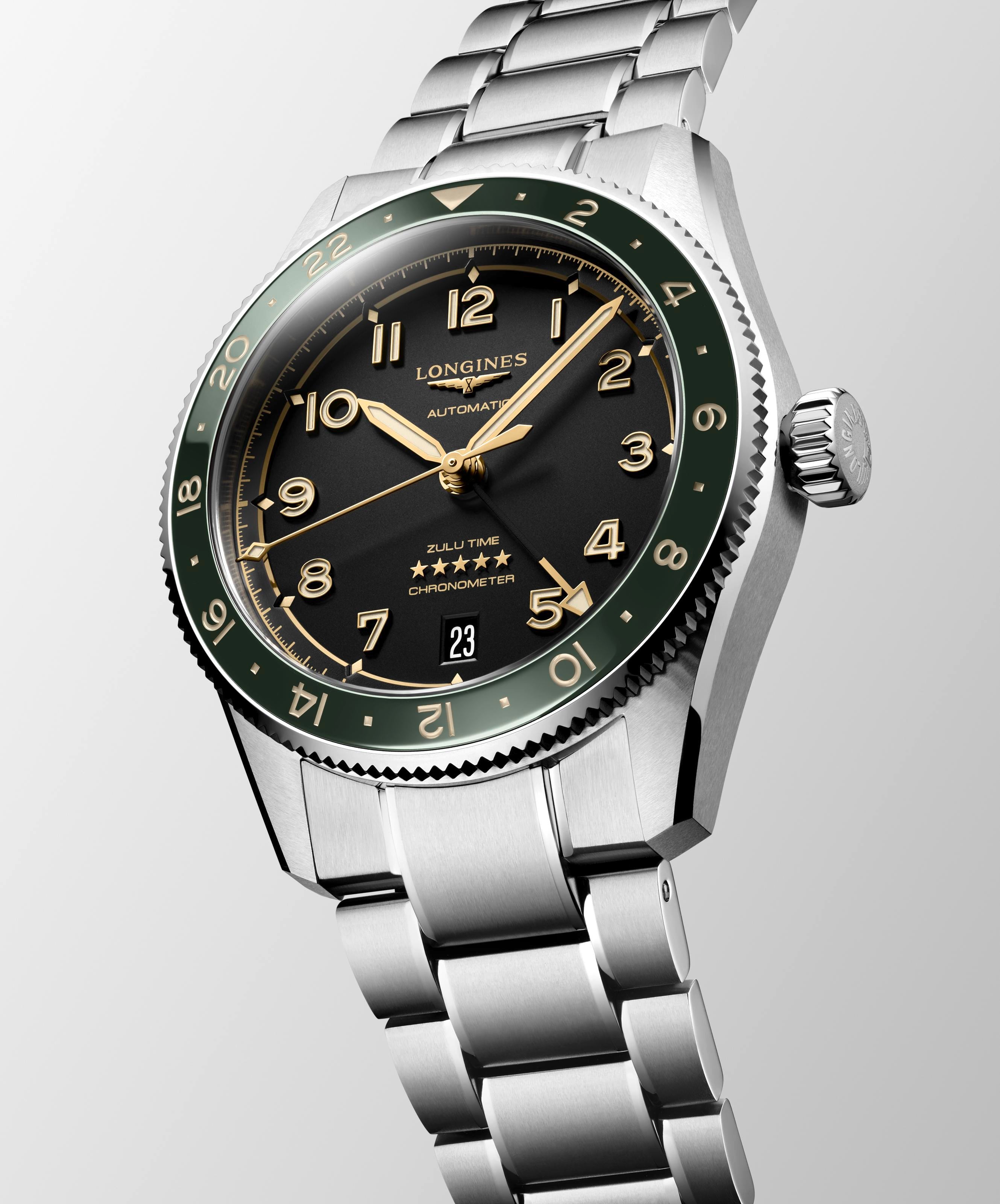 Longines Spirit Zulu Time 39 Mm Ghiera Verde