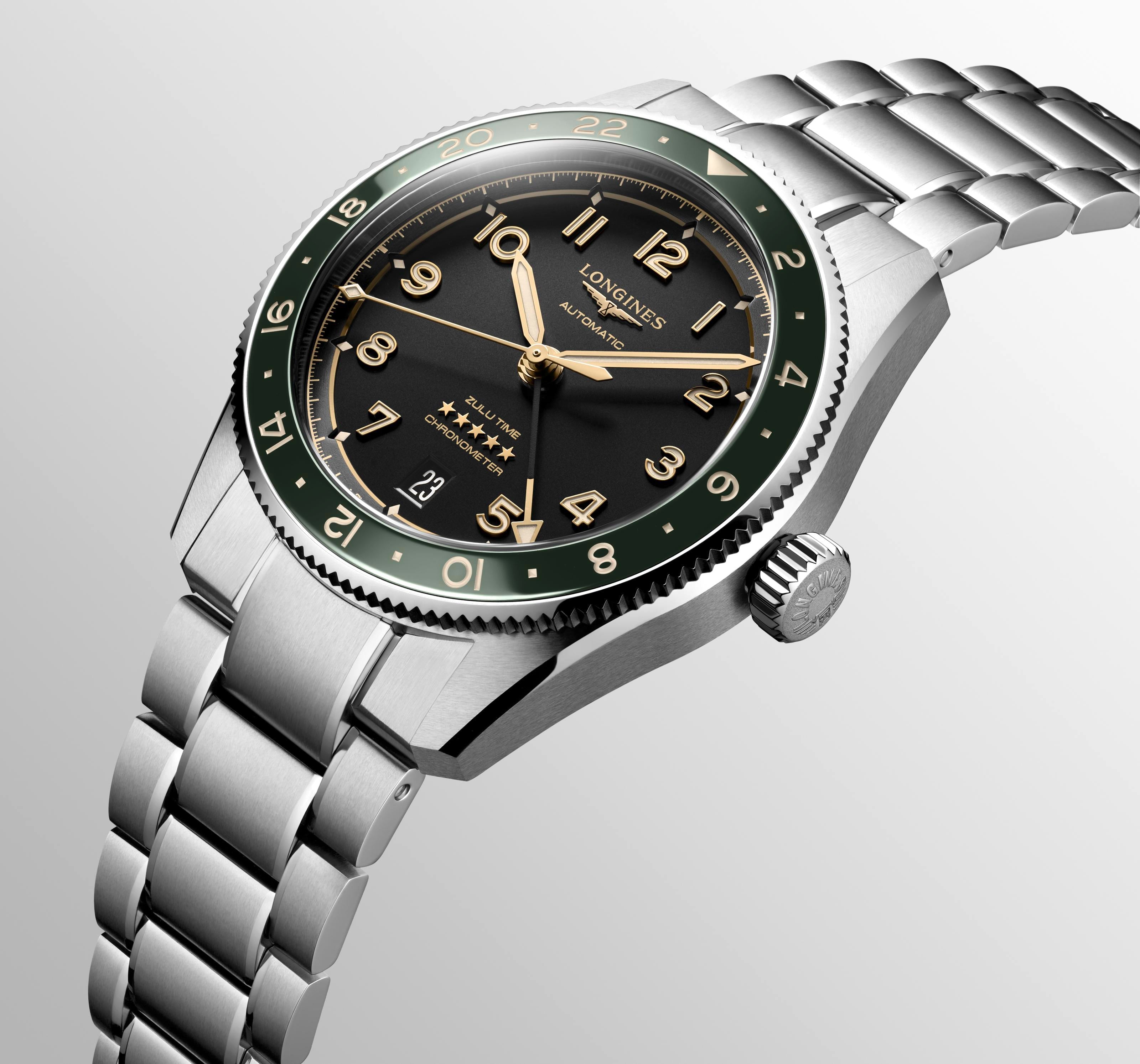 Longines Spirit Zulu Time 39 Mm Ghiera Verde