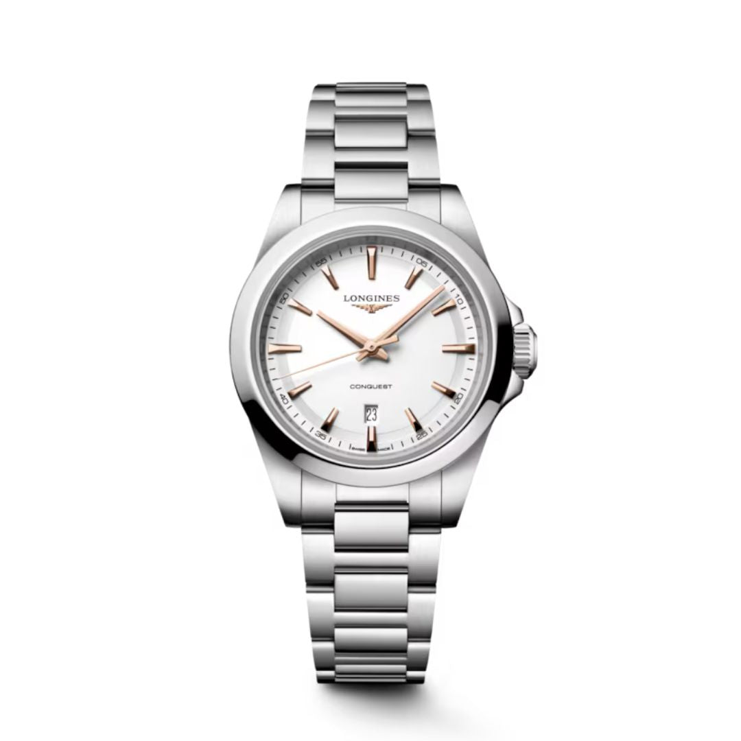 Longines Conquest Al Quarzo Quadrante Bianco Sabbiato