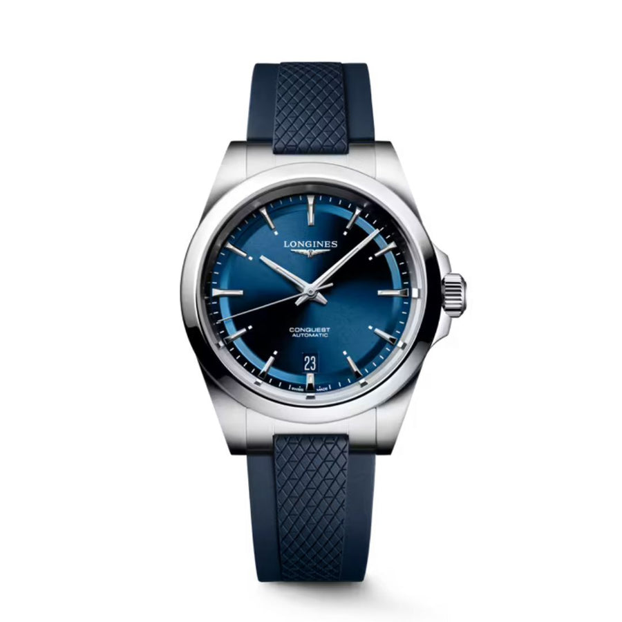 Longines Conquest 41 Mm Cinturino Caucciù Blue