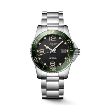 Longines Hydroconquest Orologio Uomo 41 mm Quadrante nero Ghiera Verde