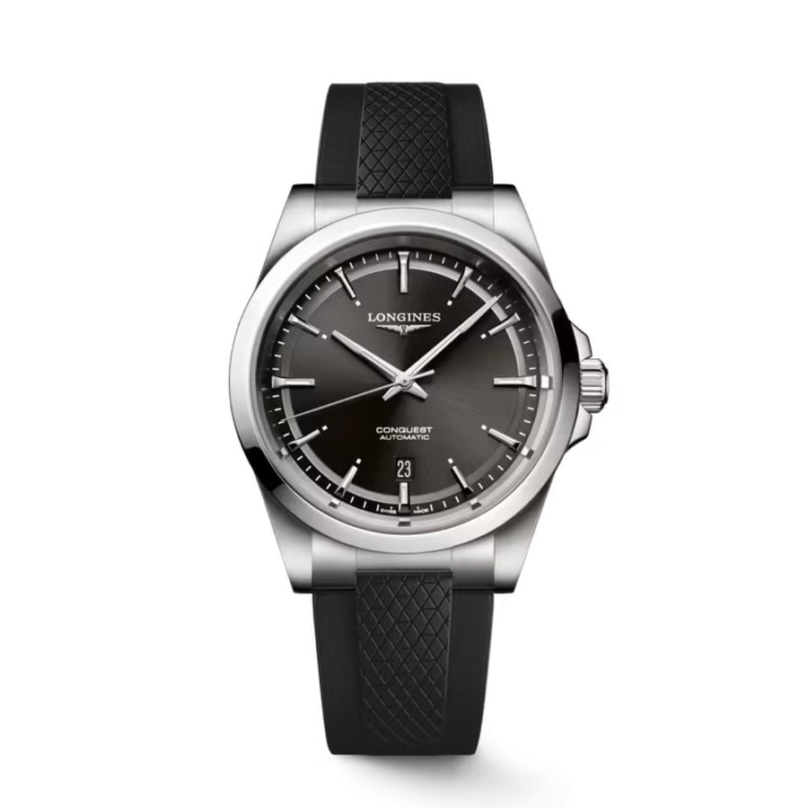 Longines Conquest 41 Mm Cinturino Caucciù Nero