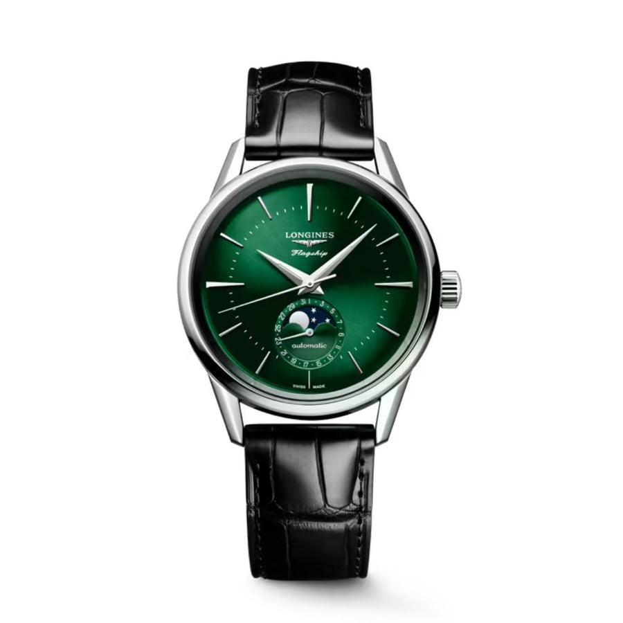 Longines Flagship Heritage Moonphase Quadrante Sunray Green