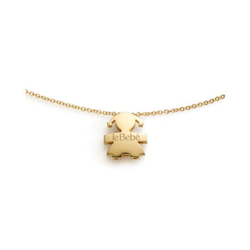 Le Bebe Ciondolo Con Catena Sagoma Bimba In Oro Giallo 18 Kt