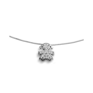 Le Bebe Ciondolo I Tesorini Con Sagoma Bimba In Oro Bianco 18kt  E Diamanti