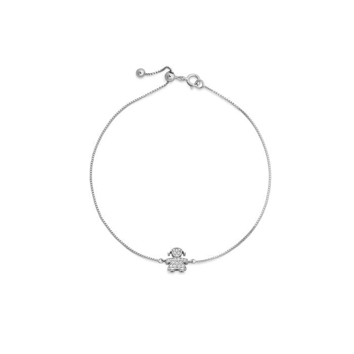 Le Bebe Bracciale I Tesorini Con Sagoma Bimba In Oro Bianco 18kt  E Diamanti