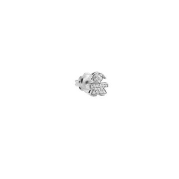 Le Bebe Mono Orecchino I Tesorini Con Sagoma Bimba In Oro Bianco 18kt  E Diamanti