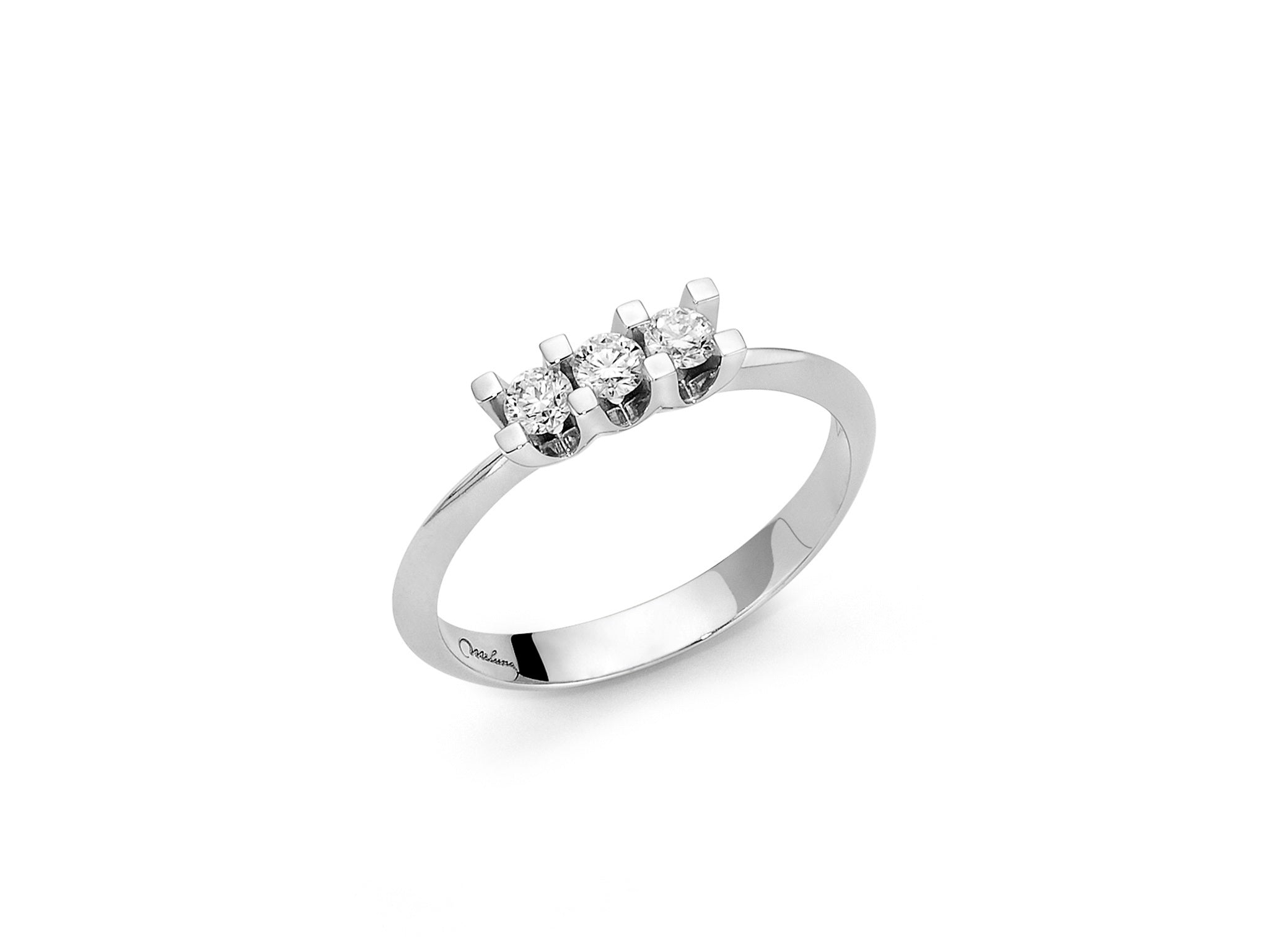Miluna Anello Trilogy In Oro Bianco 750/1000 Con Diamanti Naturali