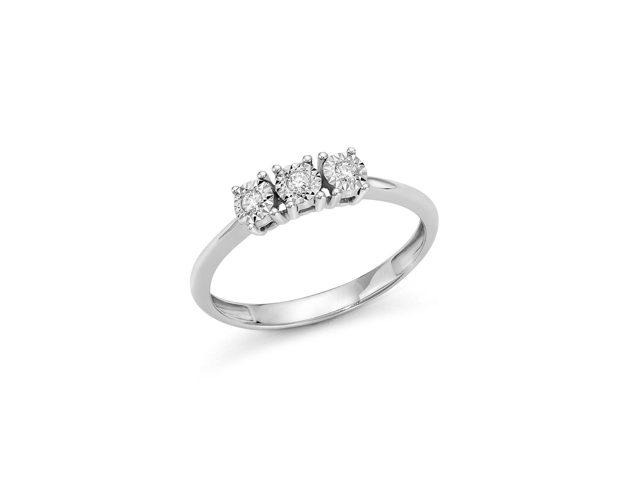 Miluna Anello Trilogy In Oro Bianco 750/1000 E Diamanti Naturali