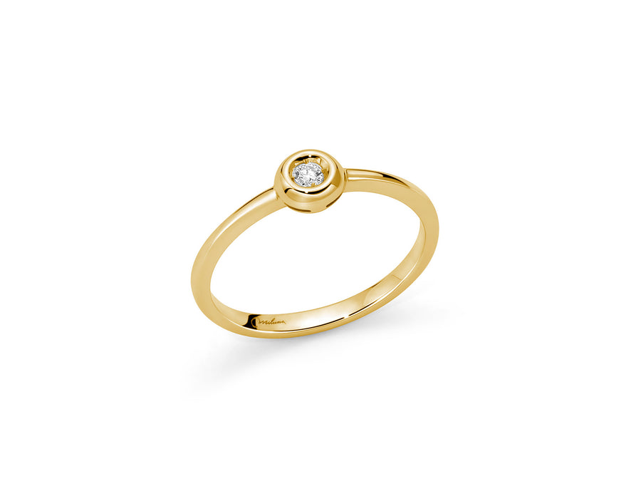 Miluna Anello In Oro Giallo 375/1000 A Forma Di Cuore Con Diamante