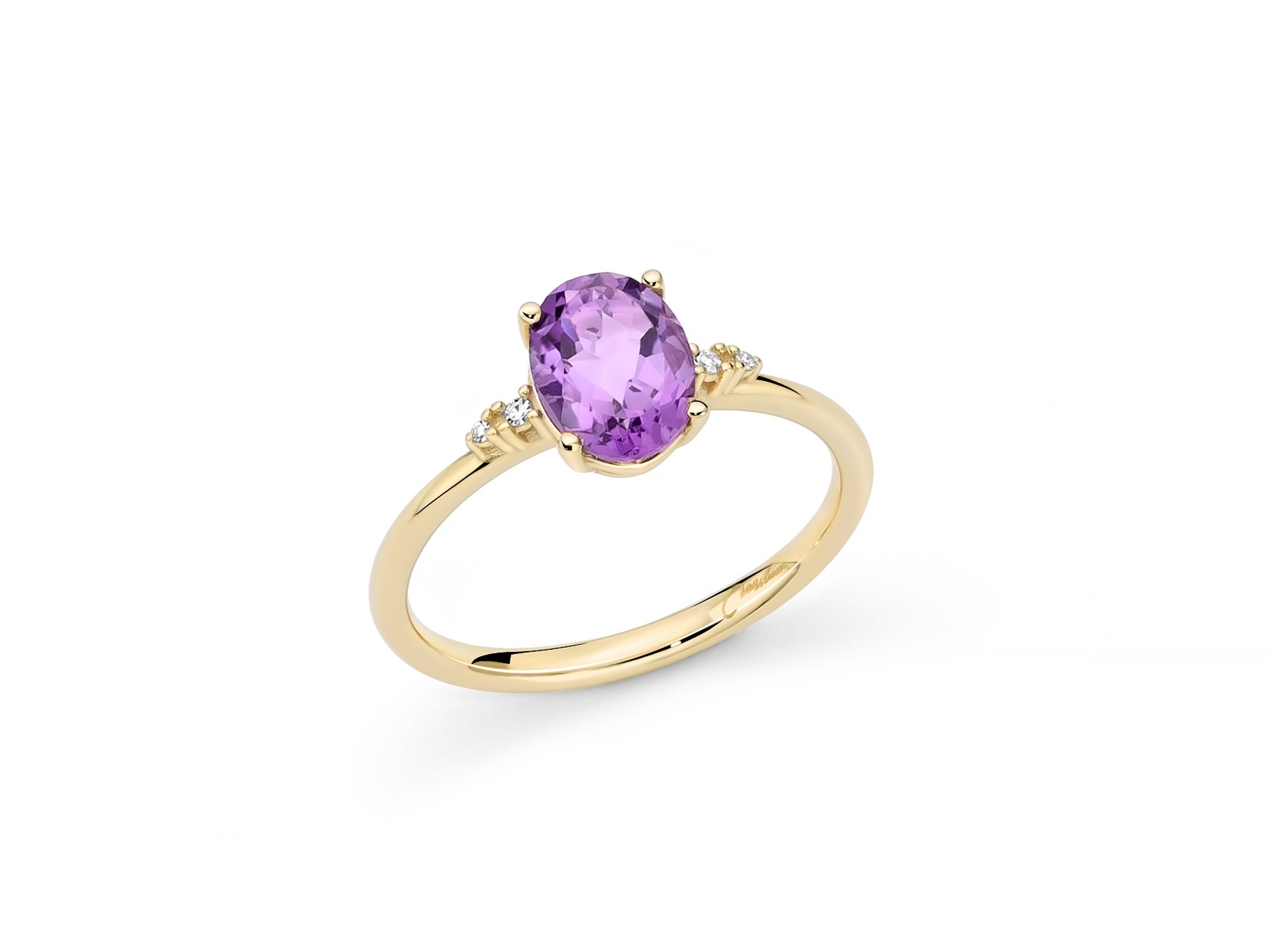 Miluna Anello In Oro Giallo 375/1000 Ametista Naturale E Diamanti