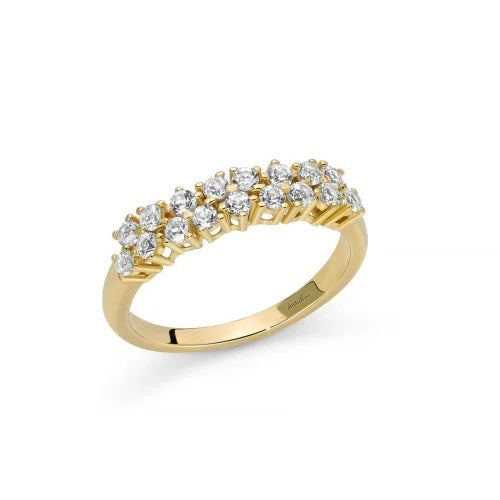 Miluna Collezione Unica Neve Anello In Argento 925/1000  PVD Oro E Topazi Bianchi