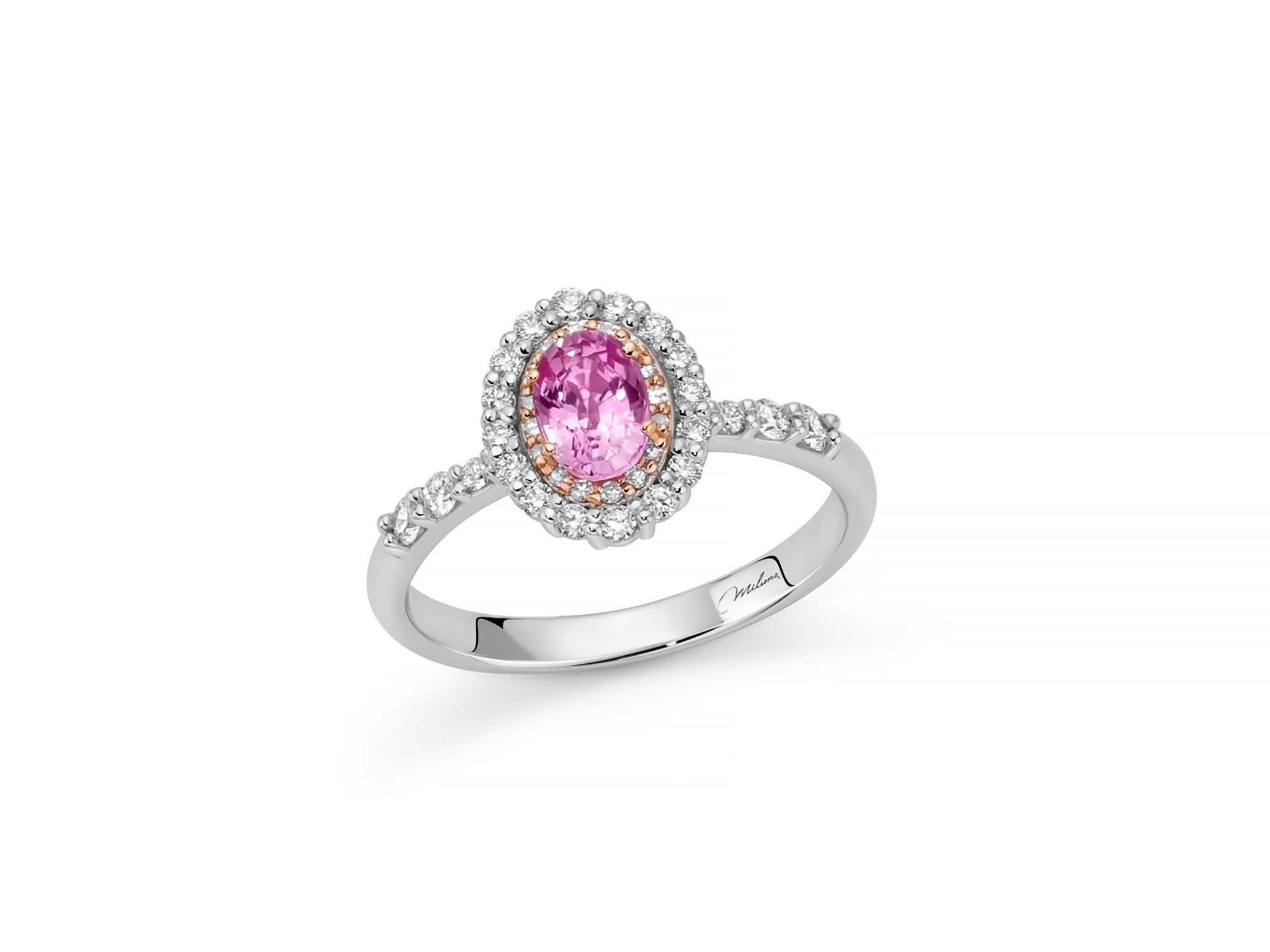 Miluna Anello In Oro 750/1000 Con Zaffiro E Diamanti Naturali